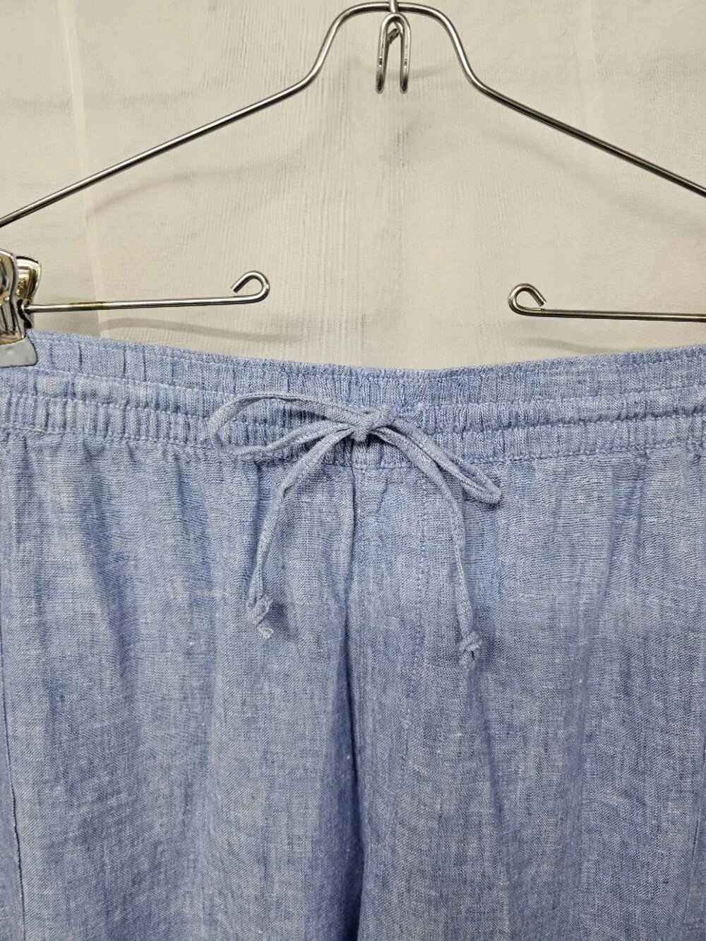 Lands' End Pants Blue Linen Crop Beach Summer Casual Wide Leg 3X - Picture 3 of 11